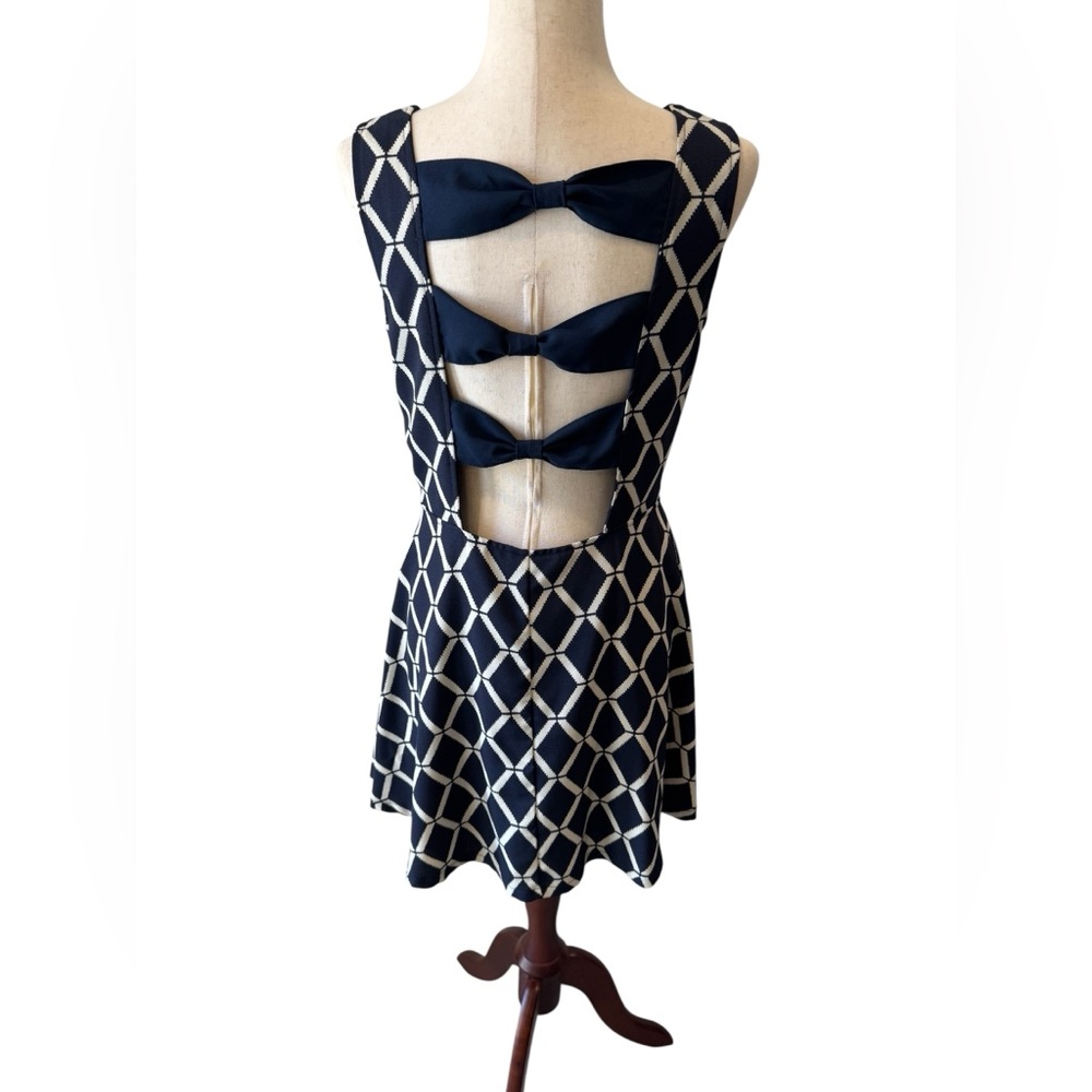 Navy Geometric Pattern Dress - Picture 3 of 3